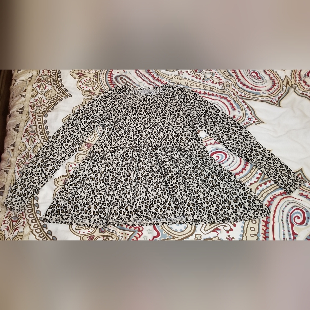 Women's Shirt XS Brown Leopard Print Ruffly Long Sleeved Shirt **CLEARANCE**